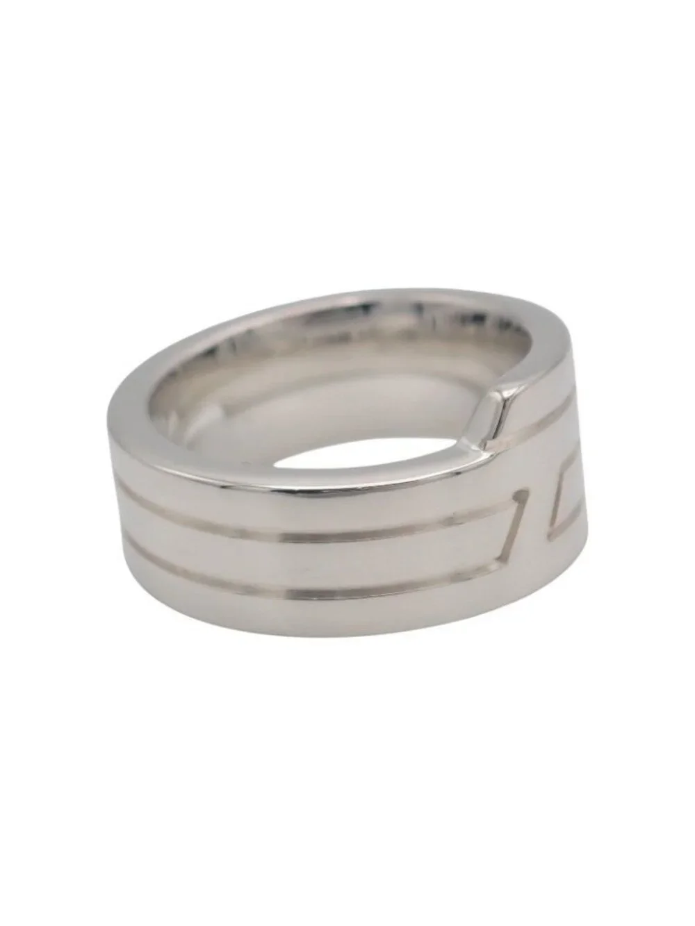 Hermes Italique Ring 53 Vintage 925 Sterling Silver Logo Black Simple Out of